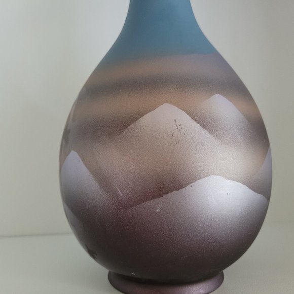 Dreamy 80's Otagiri Hand Painted Mountain Vase - Picture 8 of 10